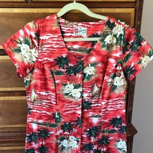 Vintage The Hawaiian Original Hilo Hattie Long Red Dress Size 10